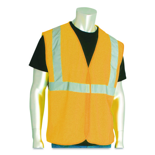 ANSI Class 2 Hook and Loop Safety Vest, Large, Hi-Viz Orange
