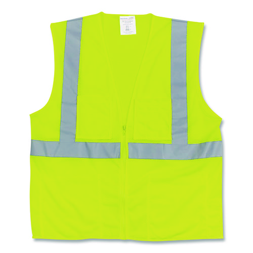 ANSI Class 2 Two-Pocket Zipper Mesh Safety Vest, X-Large, Hi-Viz Lime Yellow