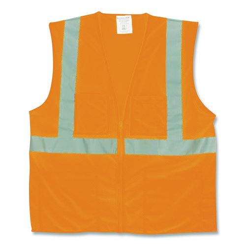 ANSI Class 2 Two-Pocket Zipper Mesh Safety Vest, Polyester Mesh, 2X-Large, Orange