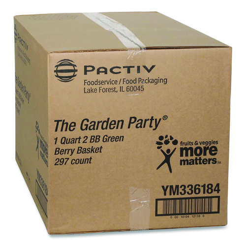 Berigard Molded Fiber Berry Basket, Quart, 5.5 x 5.5 x 3.25, Green, 297/Carton