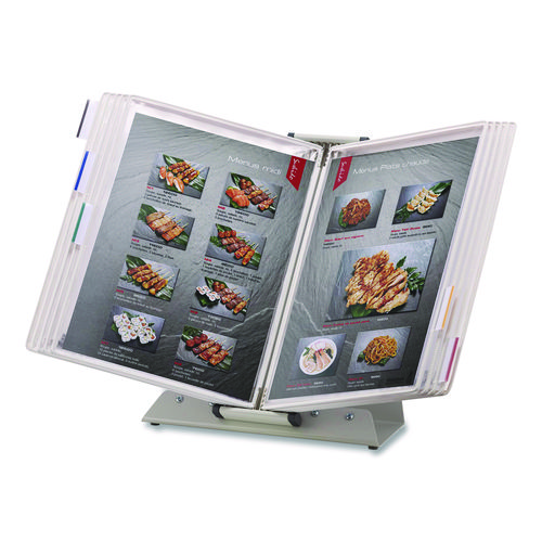 Antimicrobial Desktop Reference and Display System, 10 Panels with White Borders, White Base