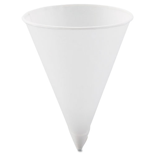 Cone Water Cups, Paper, 4.25oz, Rolled Rim, White, 5000/Carton