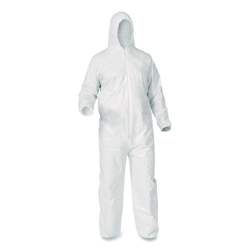 KGA35 Liquid and Particle Protection Coveralls, Elastic Wrists, Ankles and Hood, 4X-Large, White, 25/Carton