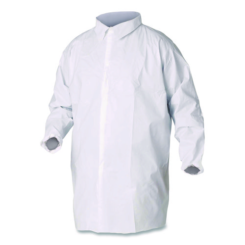 A40 Lab Coats, Elastic Wrists, No Pocket, Medium, White, 30/Carton