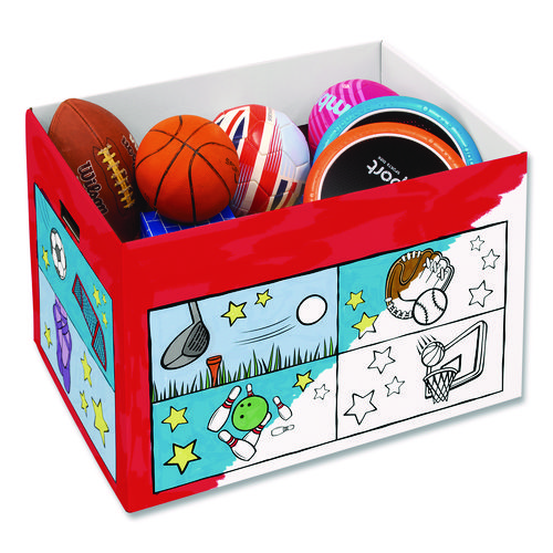 At Play Color in Toy Box, Sports Design, 1 Section, 5.25 cu ft, 28" x 18" x 18", White/Black