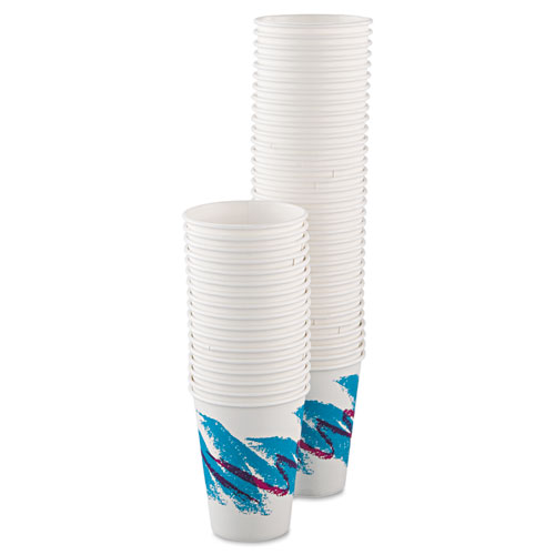 Image of Solo® Jazz Paper Hot Cups, 12 Oz, White/Green/Purple, 50/Bag, 20 Bags/Carton