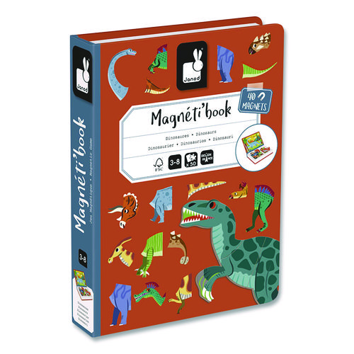 Magneti'books, Dinosaurs, 50 Pieces (10 Cards, 40 Magnetic Shapes), Ages 3 to 8 Years