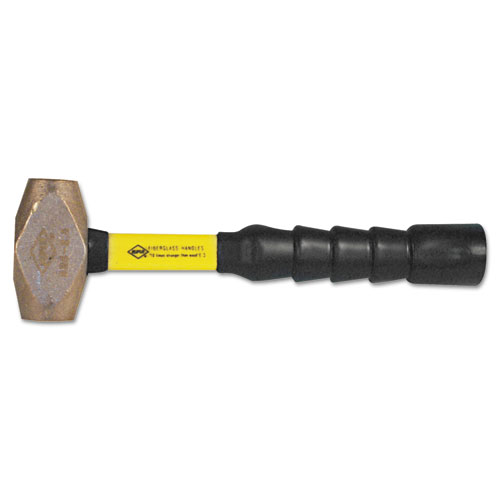 Classic Brass-Head Construction Hammer, 4lb, 12in Fiberglass Handle
