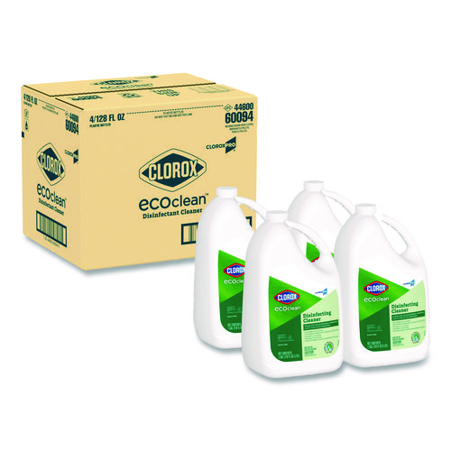 Clorox Pro EcoClean Disinfecting Cleaner, Unscented, 128 oz Refill Bottle, 4/Carton