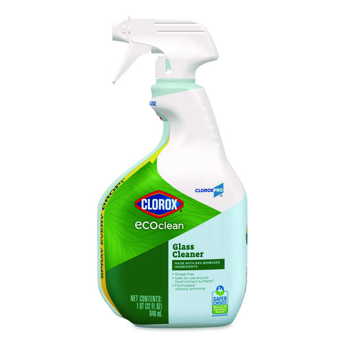 Clorox Pro EcoClean Glass Cleaner, Unscented, 32 oz Spray Bottle