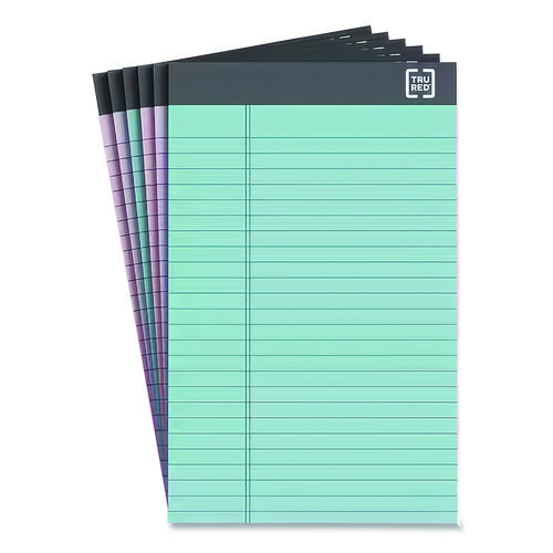 Notepads, Narrow Rule, 50 Assorted Pastel-Color 5 x 8 Sheets, 6/Pack