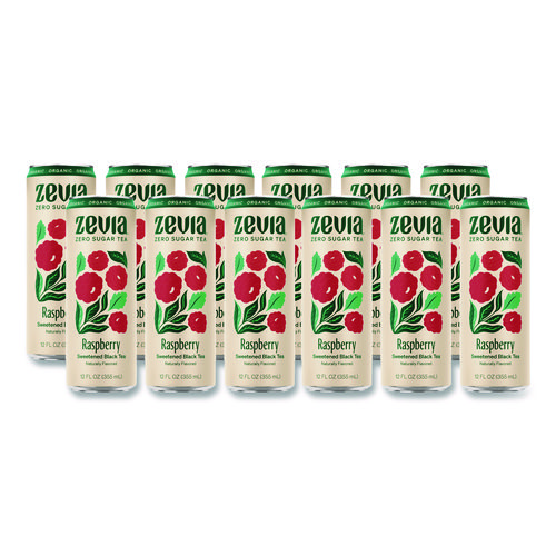 Zero Sugar Naturally Sweetened Black Tea, Raspberry Black Tea, 12 oz can, 12/Carton