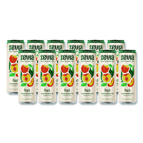 Zero Sugar Naturally Sweetened Black Tea, Peach Black Tea, 12 oz Can, 12/Carton