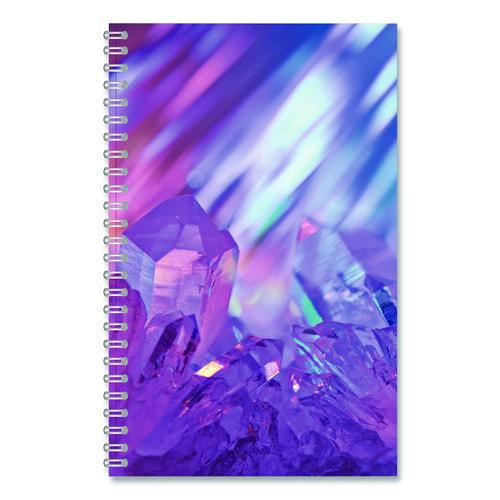Recycled Non-Dated Monthly/Weekly Planner, Crystals, Blue/Pink/White Cover, Undated