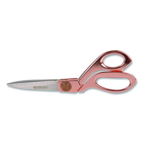 Vintage Stainless Steel Scissors, 8" Long, Offset Rose Gold Handle