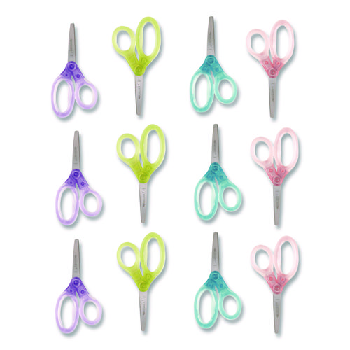 Jellies Kids Scissors, 5" Long, Straight Assorted Handle Colors, 12/Pack