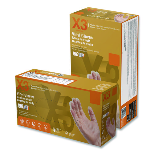 Industrial Vinyl Gloves, Small, Clear, 100/Box