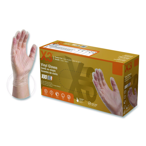 Industrial Vinyl Gloves, Small, Clear, 100/Box