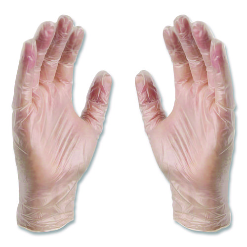 Industrial Vinyl Gloves, Small, Clear, 100/Box