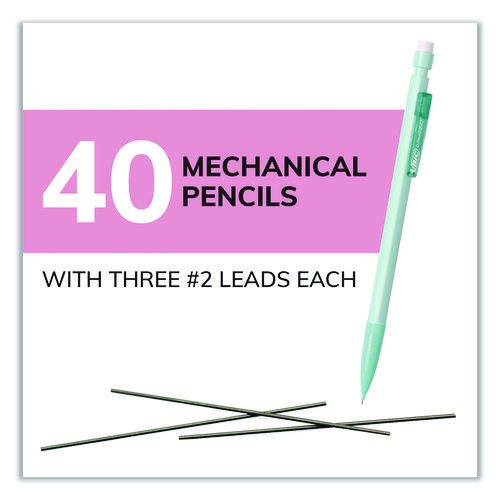 Xtra Smooth Mechanical Pencil, HB #2 Black Lead, Assorted Pastel Color Barrels, 40/Pack