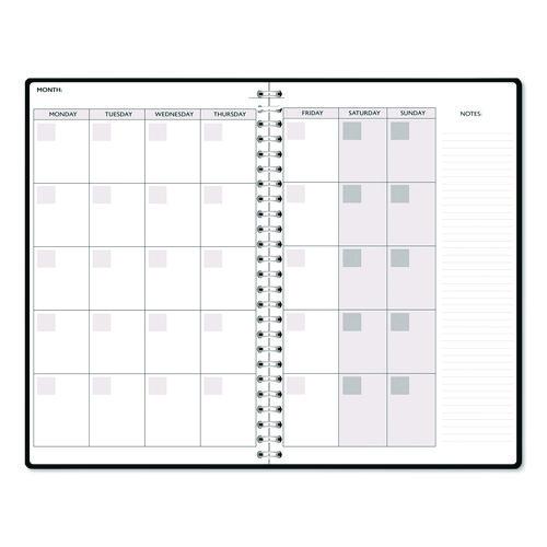 Recycled Non-Dated Monthly/Weekly Planner, Black and White Floral, Black/White Cover,  Undated