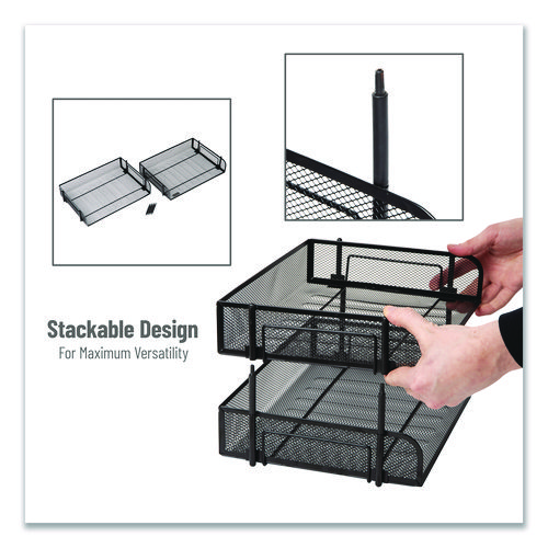 Stackable Paper Desk Tray Organizer, Letter Size, 10 x 13.5 x 2.5, Black, 2/Pack