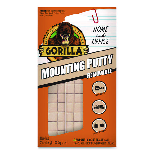 Removable Mounting Putty, Repositionable and Reusable, 2 oz, 84 Squares/Pack