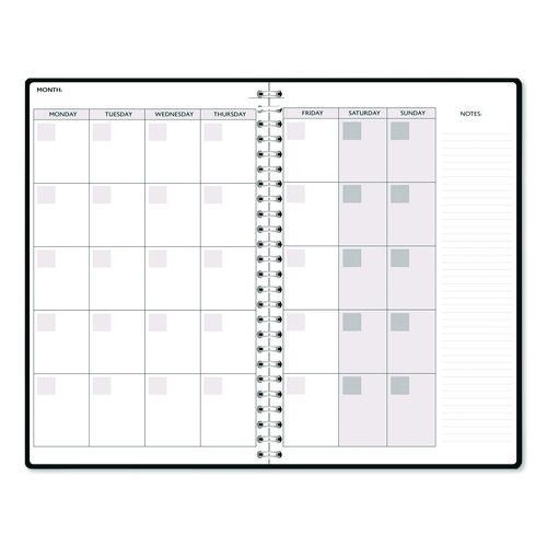 Recycled Non-Dated Monthly/Weekly Planner, Cherry Blossoms, Black/White Cover, Undated