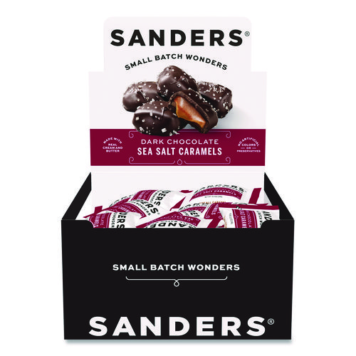 Small Batch Wonders Snack Size Dark Chocolate Sea Salt Caramels, 0.5 oz Individually Wrapped, 48/Box