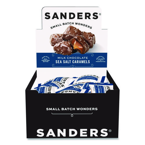 Small Batch Wonders Snack-Size Milk Chocolate Sea Salt Caramels, 0.5 oz Individually Wrapped, 48/Box