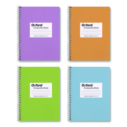 Spiralbound Composition Books, Wide/Legal Rule, Assorted Cover Colors, (80) 9.75 x 7.5 Sheets, 4/Pack