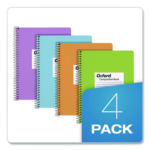 Spiralbound Composition Books, Medium/College Rule, Assorted Cover Colors, (80) 9.75 x 7.5 Sheets, 4/Pack