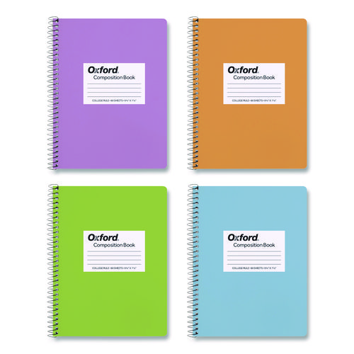 Spiralbound Composition Books, Medium/College Rule, Assorted Cover Colors, (80) 9.75 x 7.5 Sheets, 4/Pack