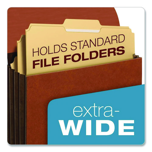 Extra-Wide Expanding Wallet, 5.25" Expansion, 1 Section, Flap/Elastic Cord Closure, Letter Size, Redrope, 10/Box