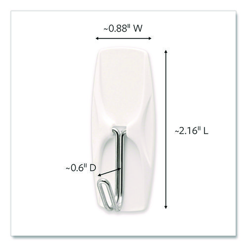 General Purpose Wire Hooks, Medium, Metal, White, 2 lb Capacity, 16 Hooks and 20 Strips/Pack