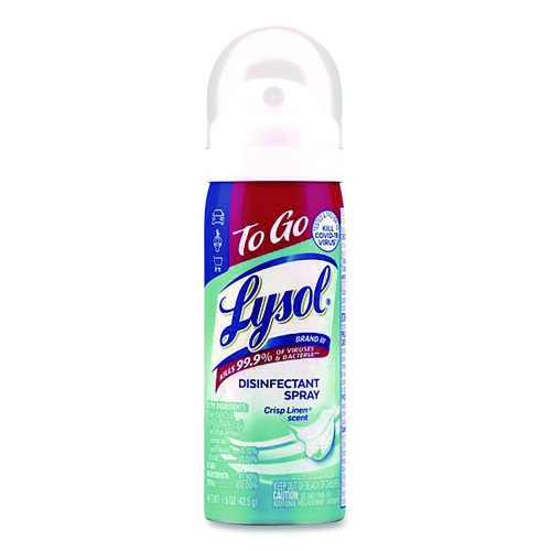 Disinfectant Spray To Go, Crisp Linen Scent, 1.5 oz, Aerosol Spray