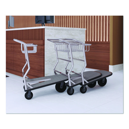 Nesting Luggage Cart with Carpeted Platform, 300 lb Capacity, 27 x 37 x 37.5, Silver/Black