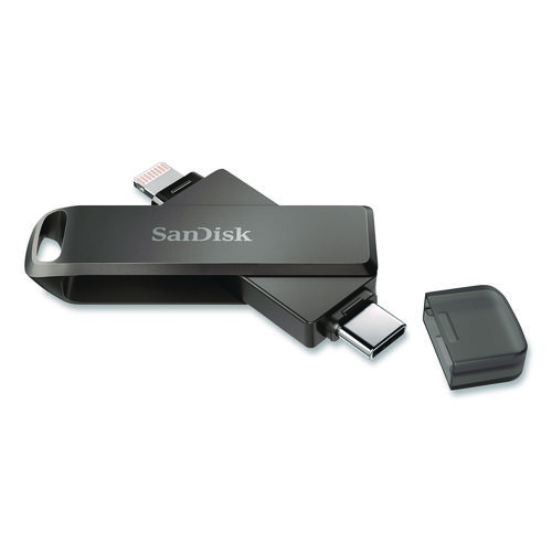 Dual Phone USB 3.2 Type-C/Lightning Flash Drive, 256 GB, Black