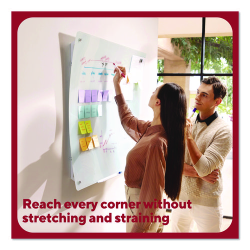 Curved Magnetic Glass Dry Erase Board, 3 ft x 4 ft, White Surface