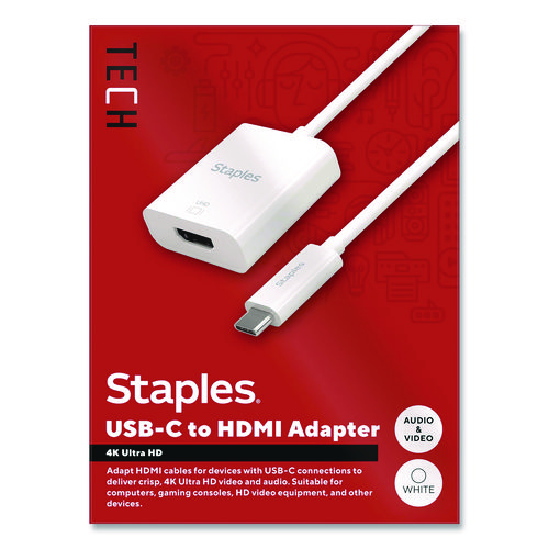 TECH USB-C to HDMI Audio/Video Adapter, 6", White