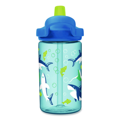Eddy + Kids Water Bottle, Sharks and Rays Design, 14 oz, Multicolor