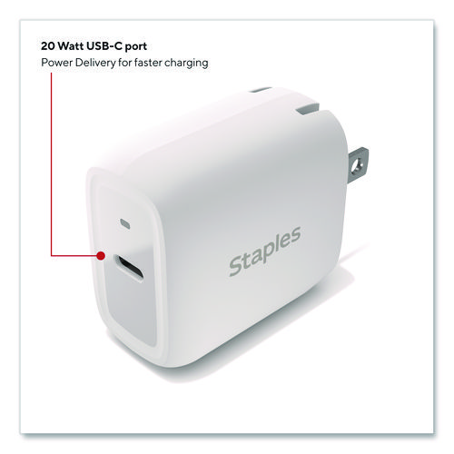 USB-C Wall Charger, 20 W, 1 Port, White