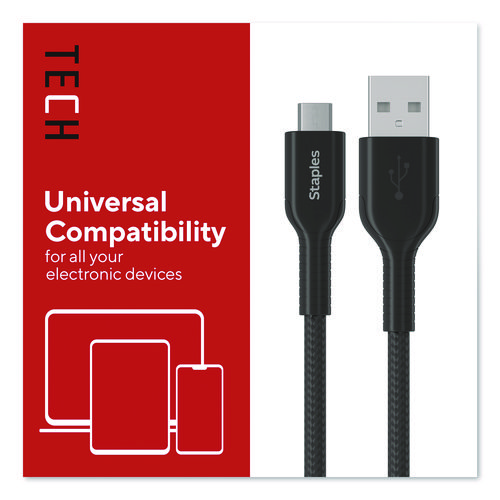 Micro USB to USB-A 2.0 Charging Cable, 3.3 ft, Black