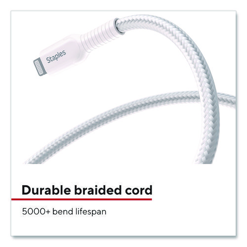 Lightning to USB-A Charging Cable, 3.3 ft, White, 2/Pack