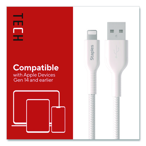 Lightning to USB-A Charging Cable, 6.6 ft, White
