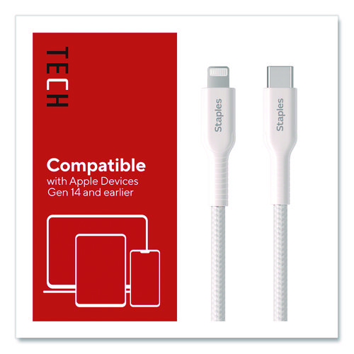 Lightning to USB-C Charging Cable, 3.3 ft, White