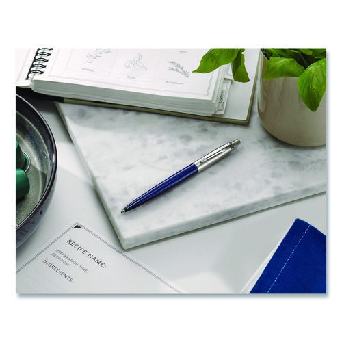 Jotter Ballpoint Pen, Retractable, Medium 1 mm, Blue Ink, Royal Blue/Chrome Barrel