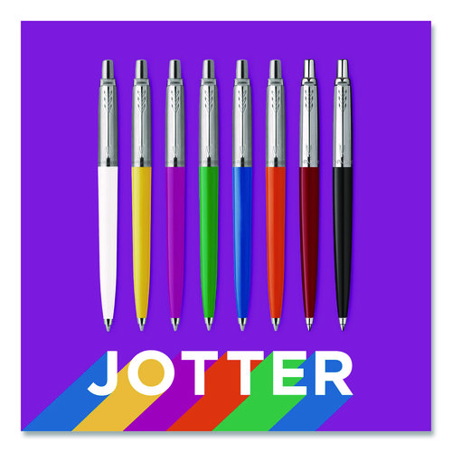 Jotter Ballpoint Pen, Retractable, Medium 0.7 mm, Blue Ink, Royal Blue/Chrome Barrel