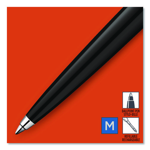 Jotter Ballpoint Pen, Retractable, Medium 0.7 mm, Blue Ink, Black/Chrome Barrel