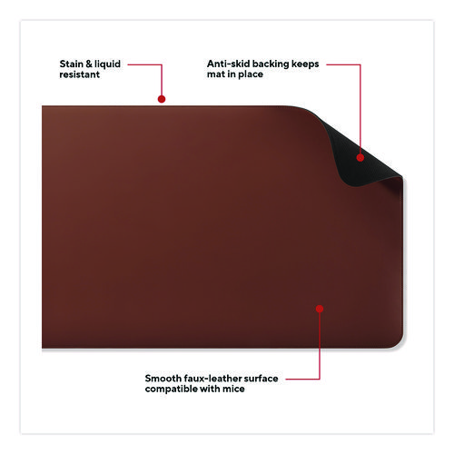 Anti-Slip Faux Leather Desk Pad, 31.5 x 15.7, Brown
